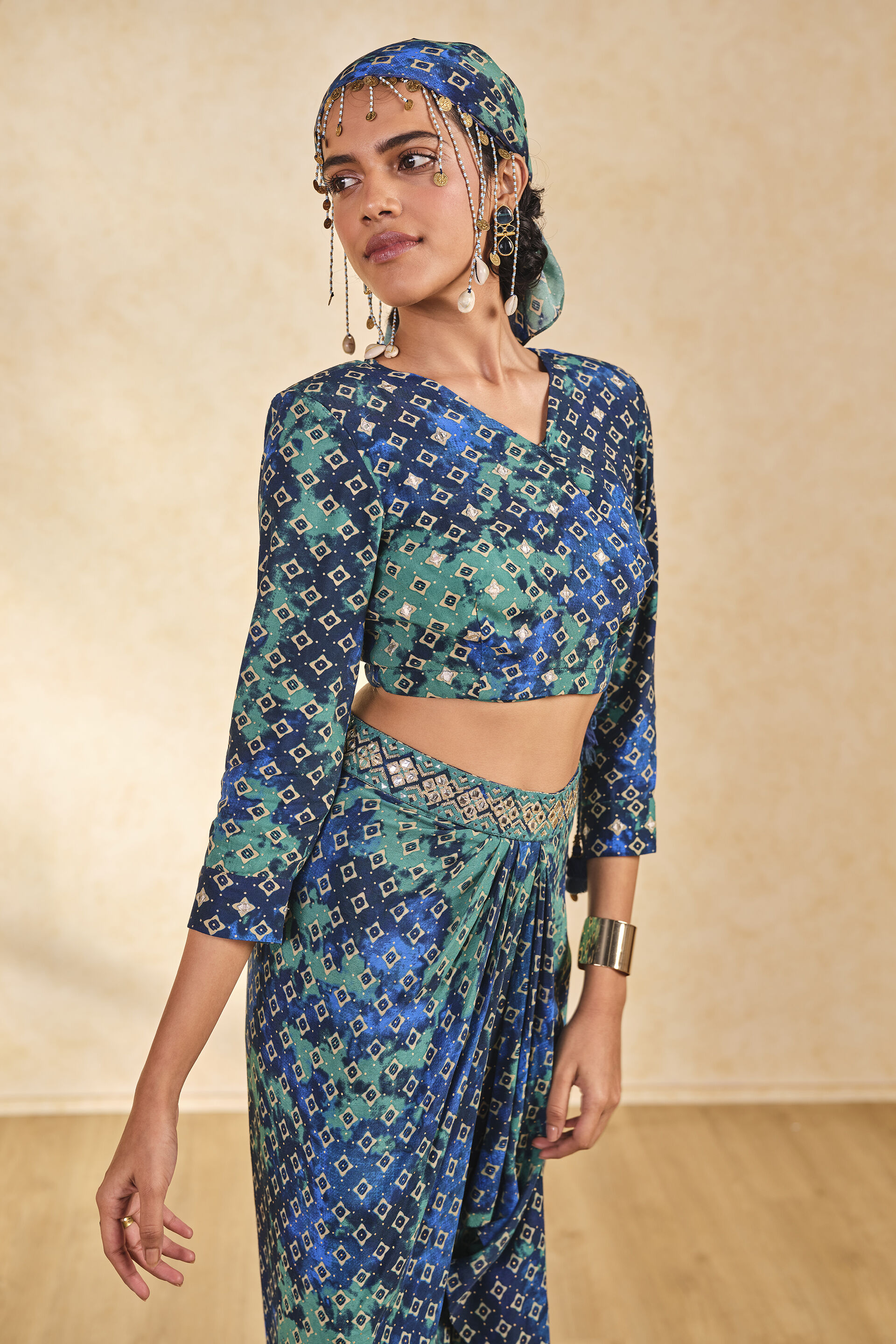 Blue Reef Top and Pleated Skirt Set, Blue, image 11